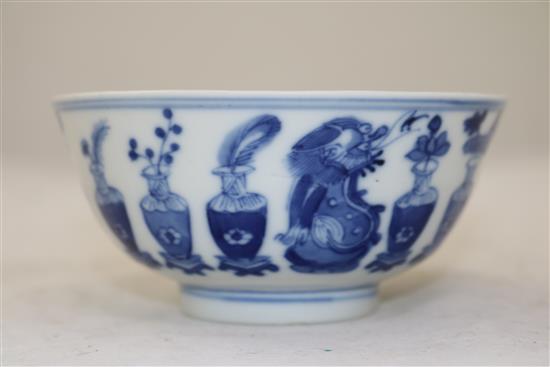 A Chinese blue and white bowl, Chenghua mark, late 19th century, diameter 12cm